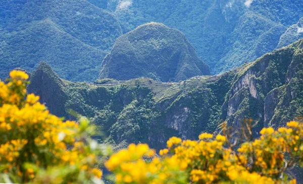 Machu Picchu Inca Ciudad Vista Desde Inicio Caminata Salkantay Cerca — Foto de Stock