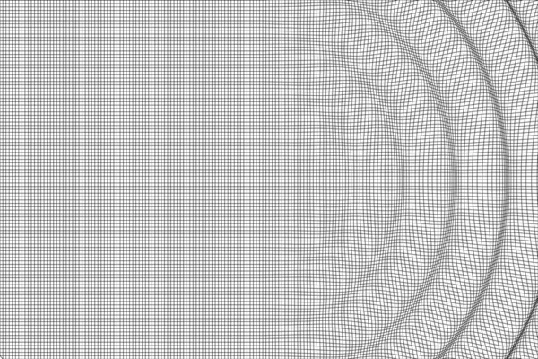 Onde poligonali bianche e nere che passano nella griglia. 3D. Illustrazione vettoriale . — Vettoriale Stock