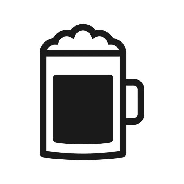 Logo in bianco e nero con una tazza di birra. La schiuma sulla tazza. Illustrazione vettoriale . — Vettoriale Stock