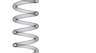 Bir spiraldeki noktaların hareketi. Saydam -lık. Alfa kanalı. Animasyon. 4k.