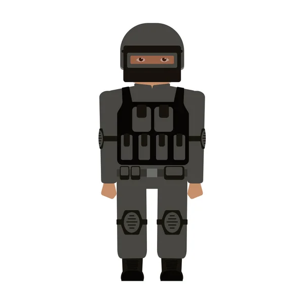 Militär Man Uniform Platt Stil Vektor Illustration — Stock vektor