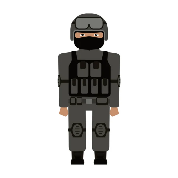 Militair Man Uniform Platte Stijl Vector Illustratie — Stockvector