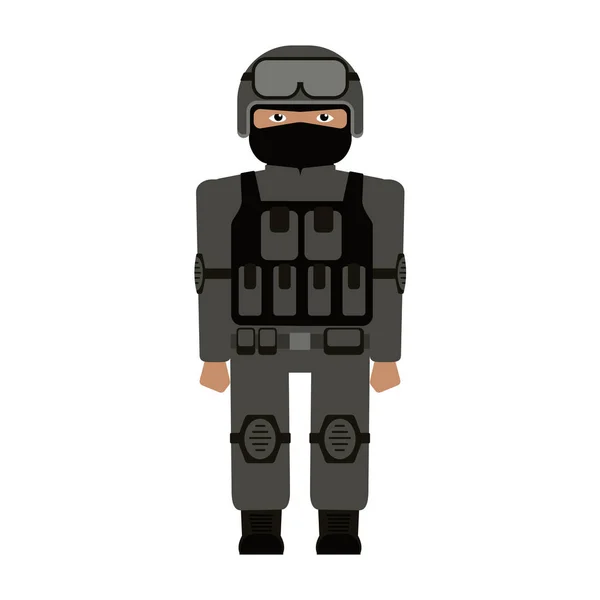 Militärmann Uniform Flachen Stil Vektorillustration — Stockvektor