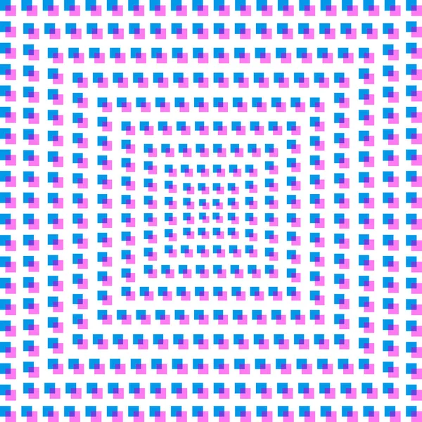 Effet anaglyphe Fond géométrique symétrique des carrés. Bleu et lilas . — Image vectorielle