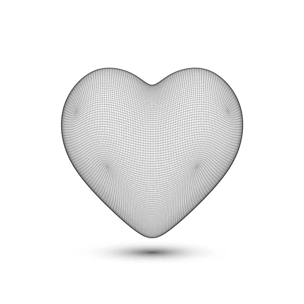 Heart 3D. Polygon mesh. Vector illustration. — Stock Vector