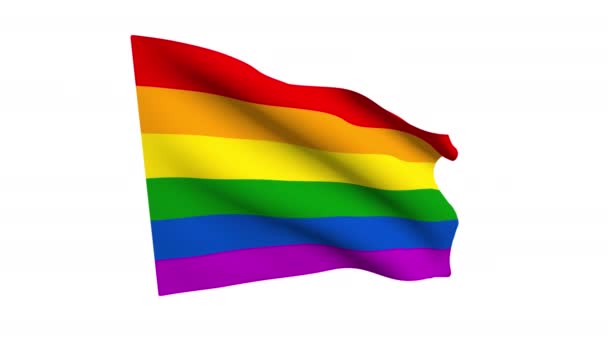 Vlajka Menšin Rainbow Animace Prostorové Vykreslování Alfa Kanál — Stock video