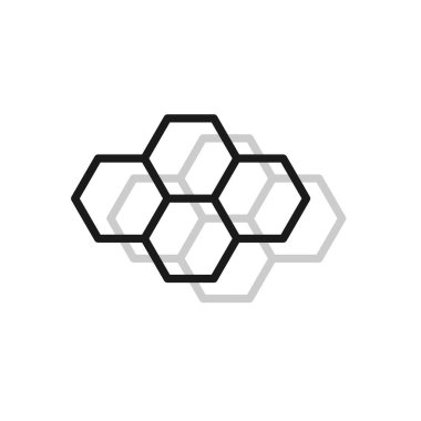 Petek logosu. Altıgenler ve gölge. Geometrik sembol. Kendini izole et