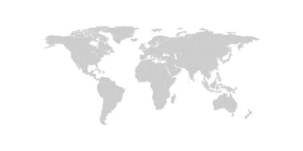 Continentes em pontos. Planeta Terra em pixels. Fundo cinzento . —  Vetores de Stock