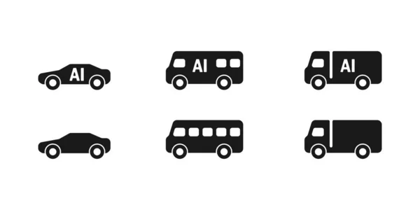 Sinais de carros. Transporte com inteligência artificial. Ônibus, caminhão. Silhueta de carros . — Vetor de Stock