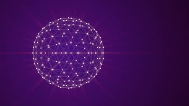 Polygone Balle Tourne Émet Des Rayons Lumière Violet — Video