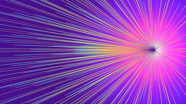 Abstract background. Explosion. Lines and points. Purple, blue. Glow. — Stock Photo, Image