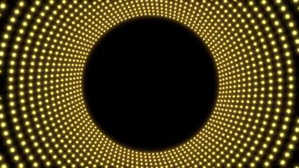 Χρυσή Στρογγυλή Κινούμενη Κορνίζα Κίτρινο Ακτινοβολία Θόλωση Μεγέθυνση Αφαιρέστε Σημεία — Αρχείο Βίντεο