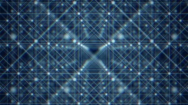 Абстрактний космічний фон. Сітка смуг. Молекулярний зв'язок. Блакитний. Світло. Змішування кольору. 3D візуалізація . — стокове фото