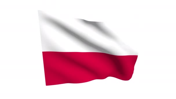 Πολωνική Σημαία Που Χαιρετάει Τον Άνεμο Κανάλι Άλφα — Αρχείο Βίντεο