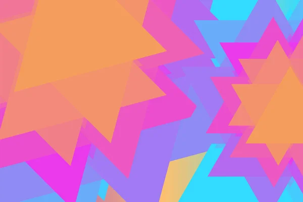Fondo geométrico abstracto de color. Naranja, azul, púrpura. Triángulos, estrellas . — Archivo Imágenes Vectoriales
