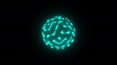 Çokgen top çalışan neon ışıklarıyla parlar. Mavi renk. Alfa kanalı. 4 bin. Döngülü silindir.