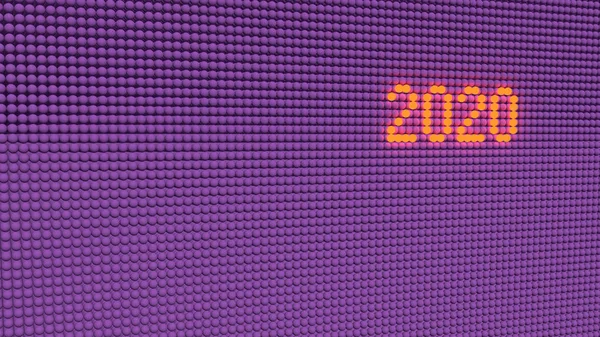 Абстрактний кольоровий фон. Кульки фіолетового та оранжевого кольорів. 3D рендеринг. 2020 року. Новий рік . — стокове фото