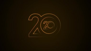 2020 yılının animasyon logosu. Parçacıkların hareketi, siluette daireler. Döngülü video.