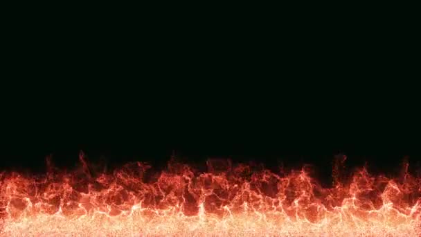 Fire Bottom Frame Flames Black Background Third Screen Motion Design — ストック動画