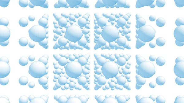 Abstract blue background of spheres. The balls are arranged symmetrically.3D illustration.