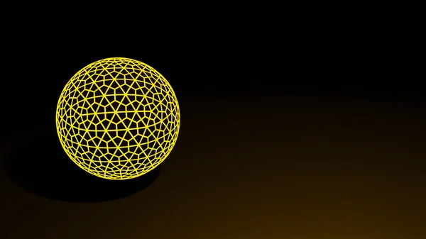 The sphere glows. Orange radiation.3D illustration. Abstract geometric background.