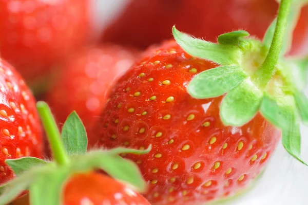 Macro Closeup of fresh red and ripe strawberries — Stock Photo, Image