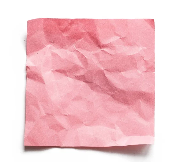 Papel Arrugado Pink Note Con Espacio Blanco Sombra Aislada Sobre — Foto de Stock