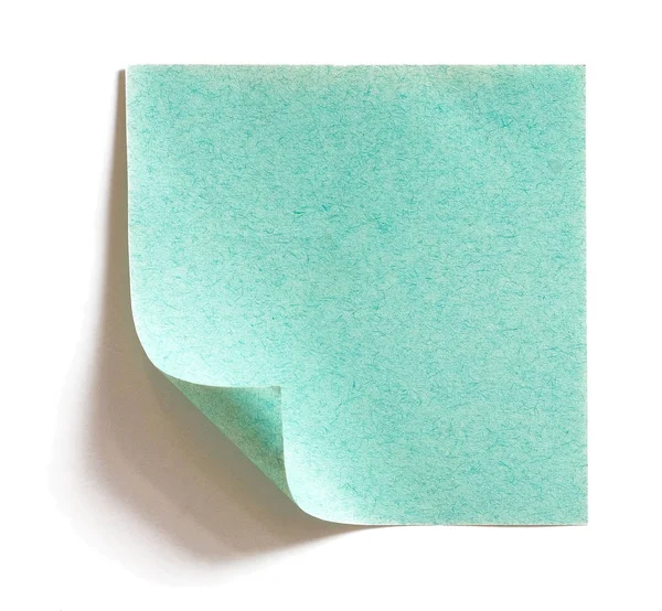 Zakřivená Zelená Dopisní Papír Mezeru Stín Izolovaných Bílém Pozadí — Stock fotografie