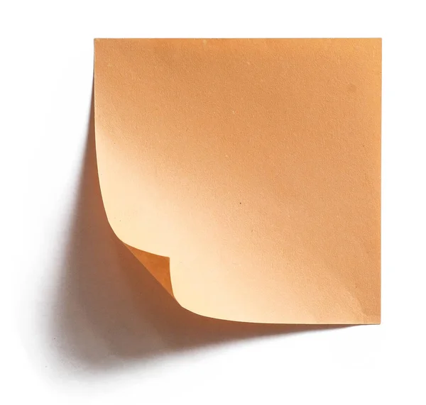 Papel Curvo Orange Note Con Espacio Blanco Sombra Aislada Sobre — Foto de Stock