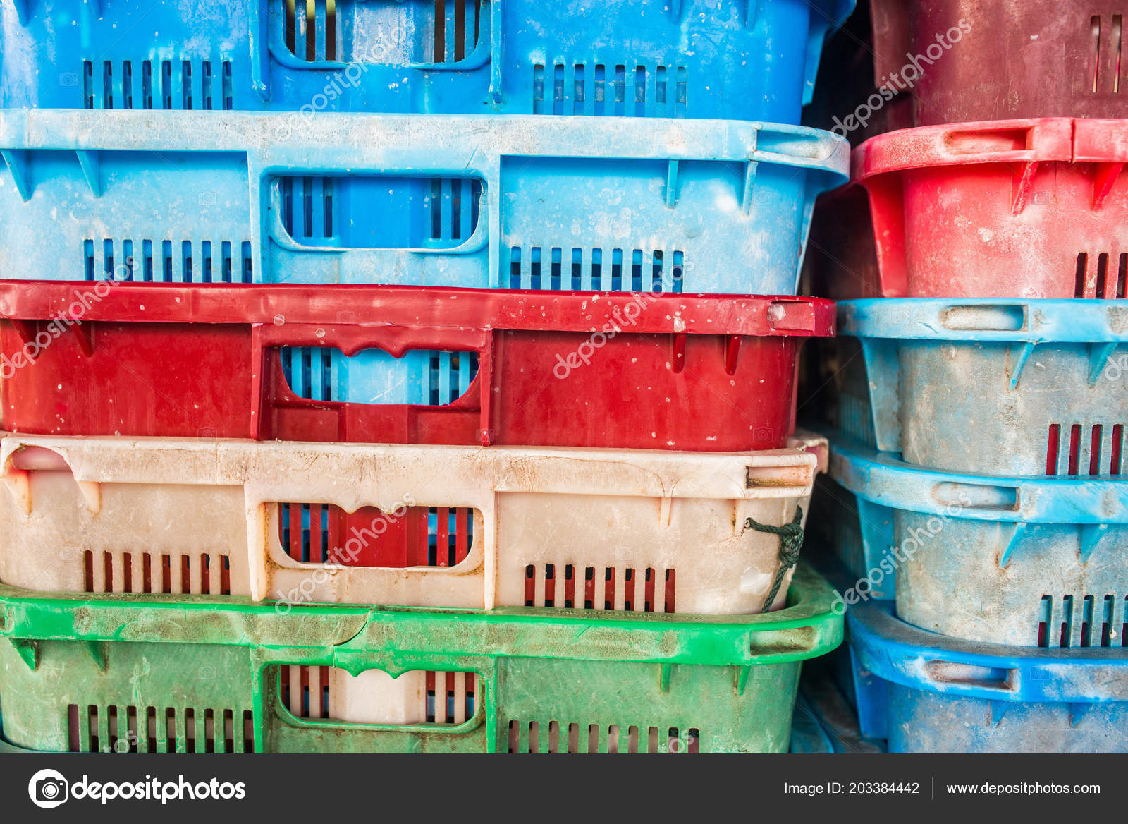 Colorful Old Plastic Crates Background Ng Containers