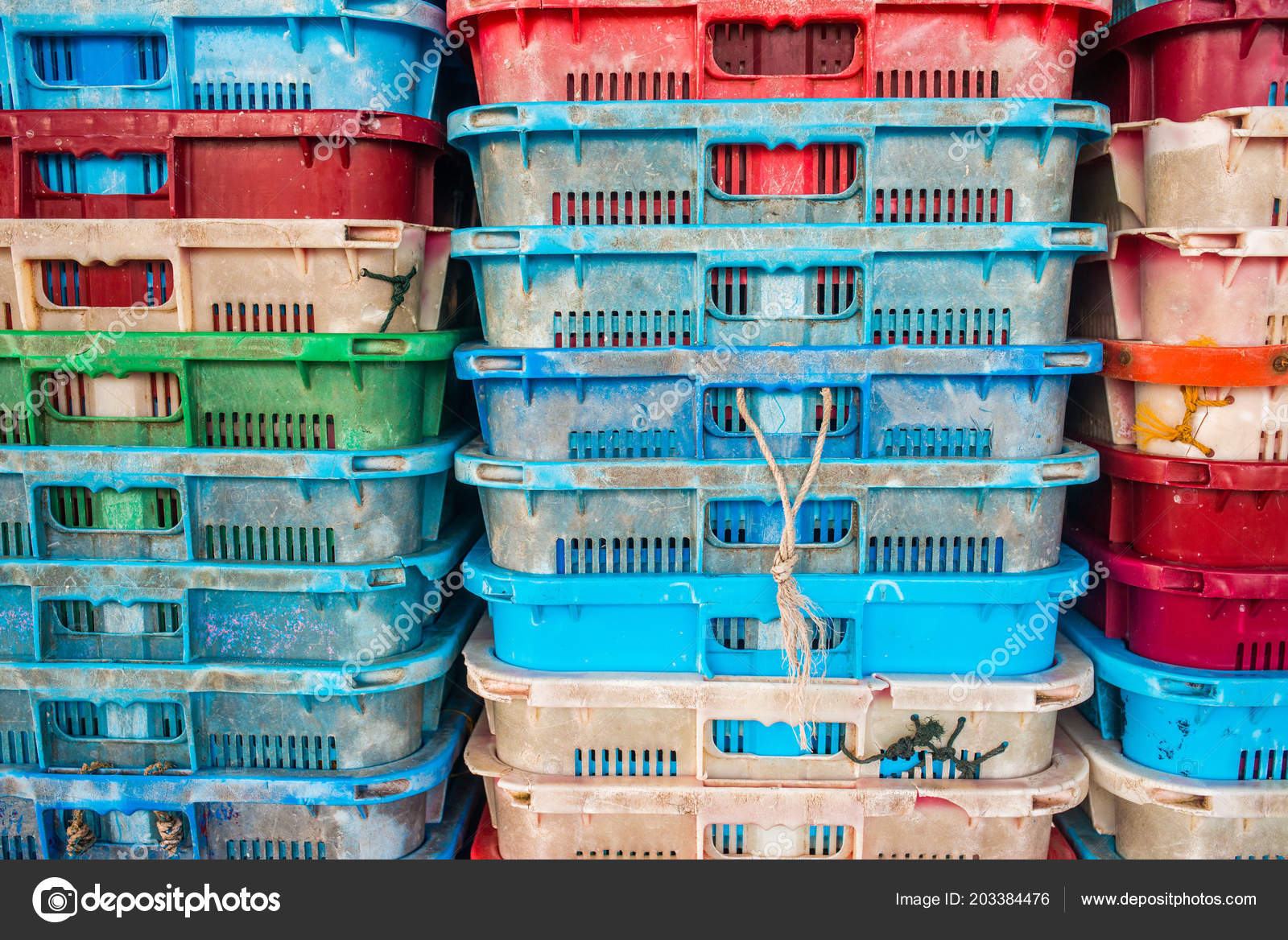 Colorful Old Plastic Crates Background Ng Containers Fish