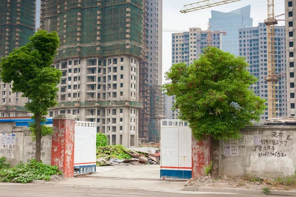 Shaoxing Kina Oktober 2012 Ingång Till Webbplatsen Konstruktion Höghus Bostadshus — Stockfoto