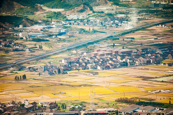 Cityscape Van Shaoxing Blauwe Mistige Hemel Luchtfoto — Stockfoto