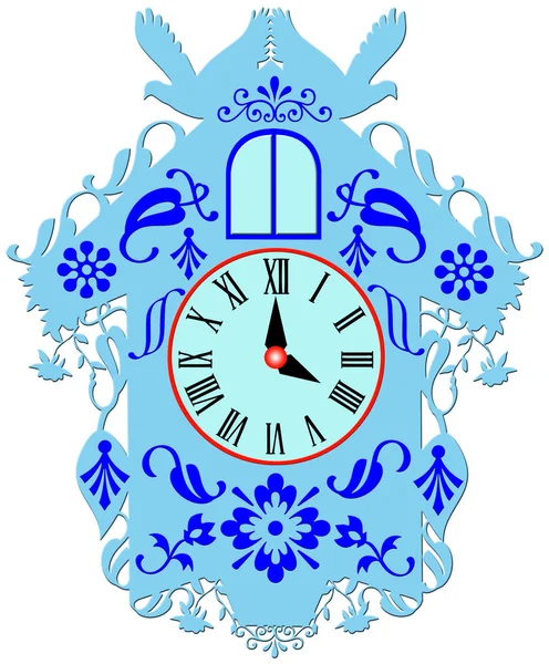 装飾的な青いカッコウ時計 — ストック写真