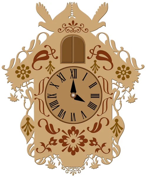 装飾的な茶色カッコウ時計 — ストック写真