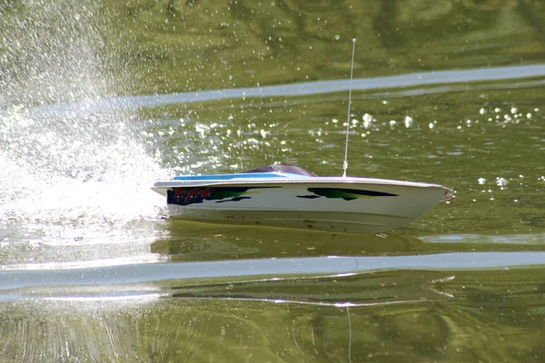 Boat model in motion on the water