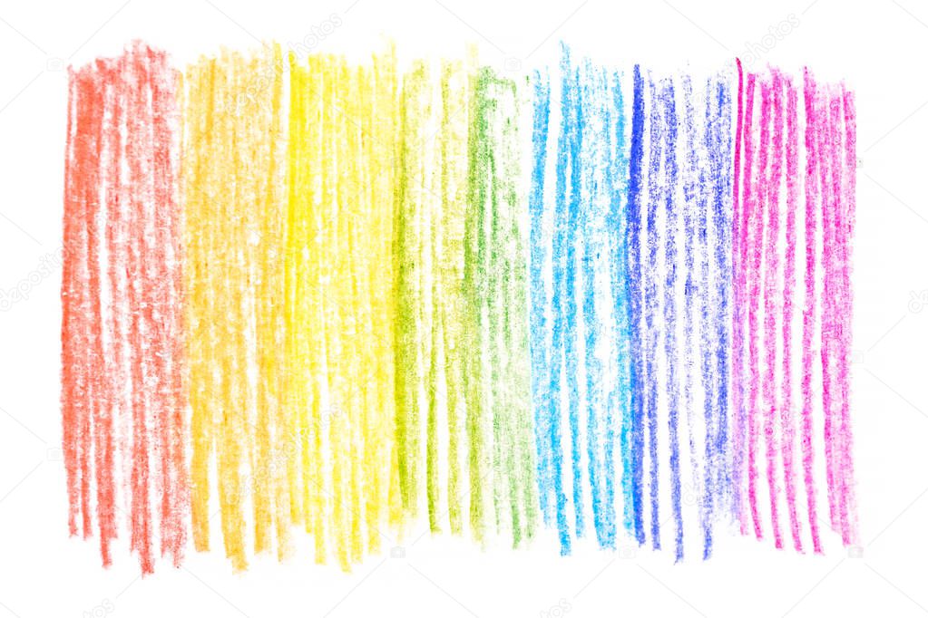 Rainbow messy color pencil drawing vertical line background texture