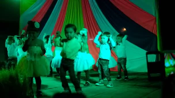 Trang Thailand December 2018 Children Enjoy Dancing Cry Stage Celebrated — Stock Video