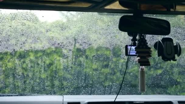 Intérieur Véhicule Avec Scène Pluie Jour Pluie — Video