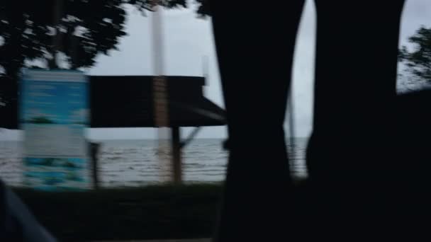 Lieferwagen Fährt Während Der Regenzeit Durch Den Strand Von Nang — Stockvideo