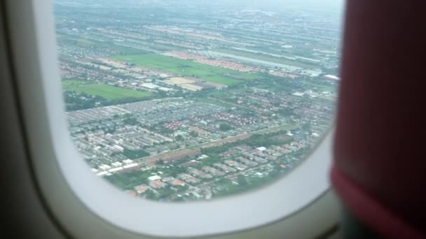 Travel Airplane Residential District Bangkok Thailand — Stock Video