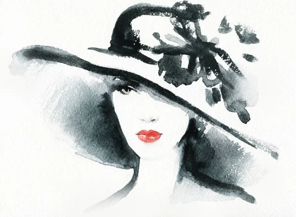 Belle Femme Illustration Mode Aquarelle Peinture — Photo