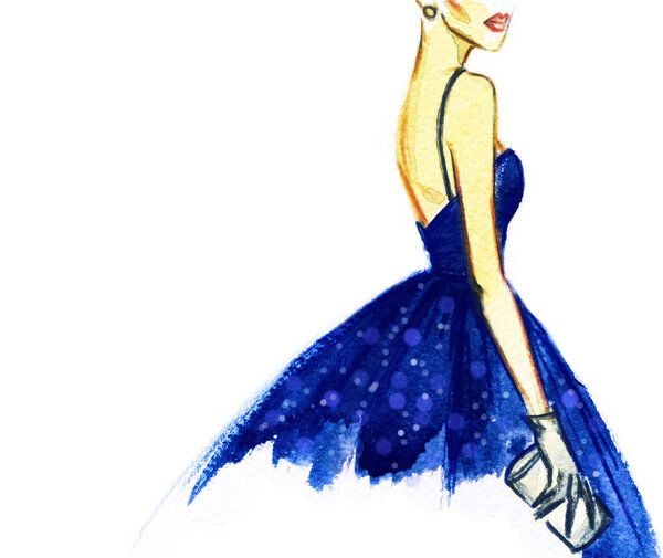 красивая женщина. модная иллюстрация. акварель