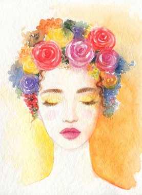 Moda çizimi. suluboya resim