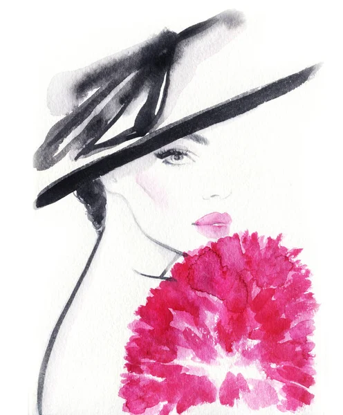 Fashion Illustration Watercolor Painting — Stock Photo, Image