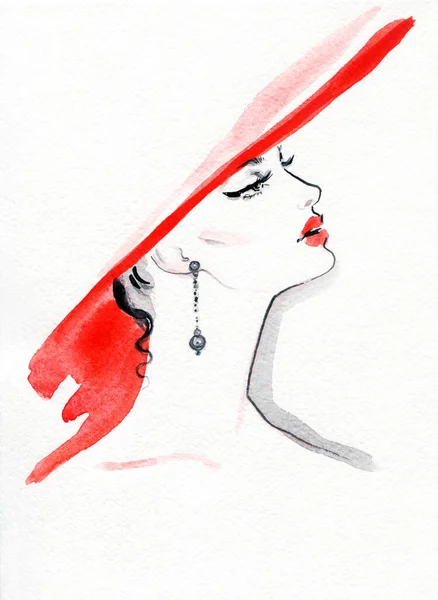 Fashion Illustration Watercolor Painting — Stock Photo, Image