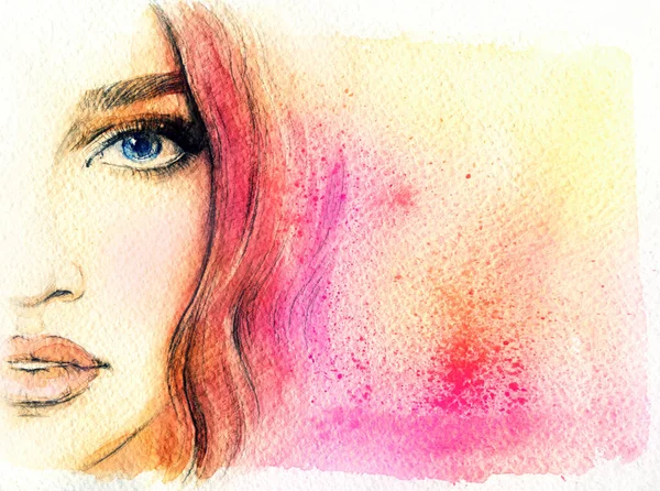 Fashion Illustration Watercolor Painting — Stock Photo, Image