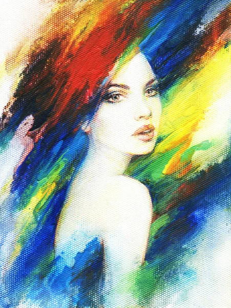 Beautiful Woman Fashion Illustration Watercolor Painting — Stock Photo, Image