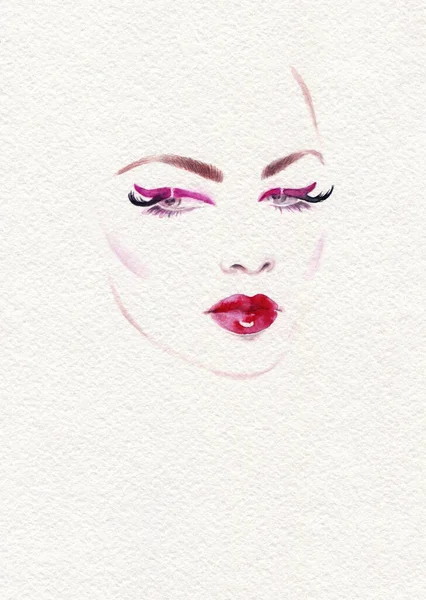 Mooie Vrouw Mode Illustratie Aquarelverf — Stockfoto