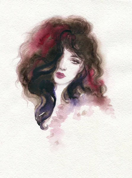 Belle Femme Illustration Mode Aquarelle Peinture — Photo